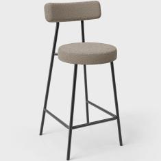 Imagem de Banqueta Baixa Para Cozinha Sala De Jantar Bar Bancada Milão L02 Bouclê Bege - Lyam Decor