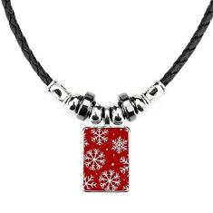 Imagem de DIYthinker Colar de Natal com floco de neve  para festival, joias, torque, pingente de corda de couro