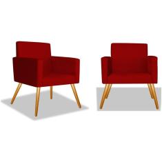 Imagem de Kit 02 Poltronas Cadeiras Decorativas Pés Palito Nina Para Sala Luxo Consultório Suede  - Am Decor