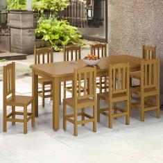 Imagem de Mesa Com 8 Cadeiras Em Madeira Maciça 200cm Marrom Sapphira Shop Jm