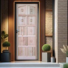 Imagem de Kit Porta de Madeira Maciça Torneada Eucalipto 210x82cm Batente 14cm Uniportas Natural