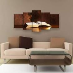 Imagem de Quadro Decorativo Bíblia Jesus Cristo 5pc 129x61 Sala Quarto