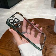 Imagem de Capa de telefone de silicone transparente revestida para iPhone 15 14 13 12 11 Pro X XR XS Max 7 8 Plus Mini capa de proteção de lente, verde alpino, para iPhone 13Pro Max