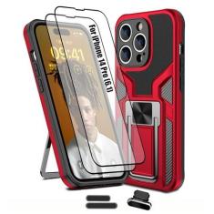 Imagem de LMDAMZ Compatível com Apple iPhone 14 Pro, anti-queda resistente grau militar à prova de choque capa de suporte proteção dupla (TPU+PC) capa de telefone magnética sólida e durável, adequada para 6,1