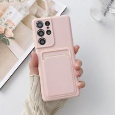 Imagem de Capa de telefone com compartimento para cartão de carteira de silicone líquido para Samsung A32 4G 5G A12 A42 A52 A72 S21 Plus S20 FE Note 20 Capa traseira ultramacia, rosa, para Samsung A52
