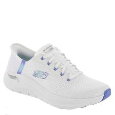 Imagem de Skechers Tênis feminino Arch Fit 2.0 Easy Chic Hands Free Slip-ins, Wbl=branco/azul, 38