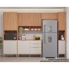 Imagem de Cozinha Modulada Completa Divina 5 Peças (2Aéreos+1Balcão+2Paneleiros) CZ004 Freijo/Off White - MGM