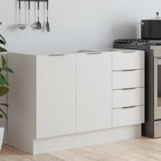 Imagem de Balcão Pia 120cm sem Tampo com Rodapé Puxador 150mm Ipanema CabeCasa MadeiraMadeira Branco/Branco