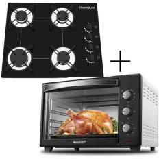 Imagem de Fogão cooktop 4 bocas preto + forno de eletrico 48 litros 127v - CHAMA