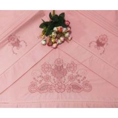 Imagem de Jogo Lençol Bordado Queen Size 4 Peças 100 % Algodão Percal - INGRID B