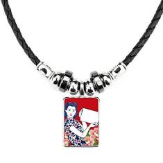 Imagem de DIYthinker Colar de mulher  da cultura chinesa joia com pingente de corda de couro