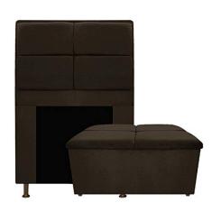 Imagem de Kit Cabeceira e Calçadeira Munique 90 cm Solteiro Corano Marrom AM Decor