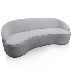 Imagem de Sofá Curvo Montserrat 180cm 03 Lugares Lona Cinza Claro - Nexta Casa