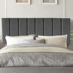 Imagem de Painel Estofada Carla 195cm King Size Para Cama Box Quarto Linho Cinza - Gat Magazine