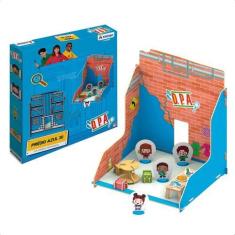 Imagem de Brinquedo Playset Quebra-cabeça Prédio Azul 3D D.P.A. 41 Peças madeira