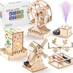 Imagem de Kit STEM Yutin 5 em 1 Wood Craft para crianças de 8 a 12 anos com quebra-cabeças 3D