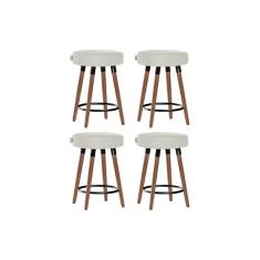 Imagem de Kit 4 Bancos Moderno Pé Palito Roma Slim Bege Claro 50cm