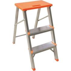 Imagem de Banqueta Escada 3 Degraus Alumínio Botafogo Lar & Lazer Laranja