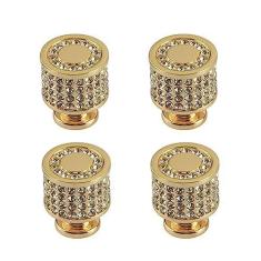 Imagem de LFWATAXY Gaveta de puxadores e puxadores de metal brilhante elegante para armário de cristal 4 peças, gaveta de cômoda de móveis (com parafusos)