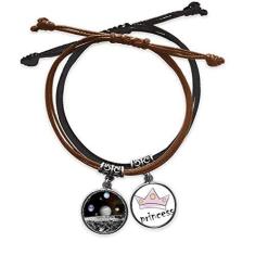 Imagem de DIYthinker Pulseira de couro com corrente de mão da Many Planets Dark Universe