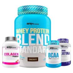 Imagem de Kit Whey Blend 900G+ Creatina Foods 100G+ Bcaa Fit - Brn Foods
