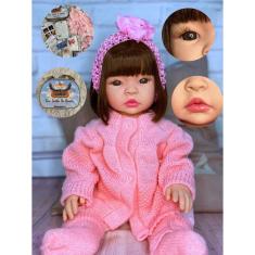 Imagem de Bebe Reborn Boneca bk 100% Silicone Castanho Rosa Enxoval