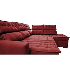 Imagem de Sofá de Canto Direito 2,65x2,30m Retrátil e Reclinável com Molas Ensacadas Cama Inbox Nobre Vermelho