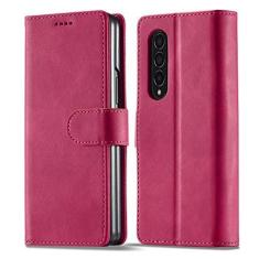 Imagem de Capa para Samsung Galaxy Z Fold 3 com bolso para cartão dobrável capa carteira carteira de couro capa para Galaxy Z Fold 4 Fold3, vermelho, para Samsung Z Fold 4