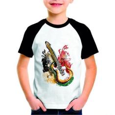 Imagem de Roupa Infantil Camisa Branca Poliéster Estampa De Guitarra - Pn
