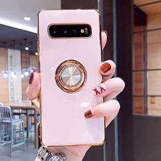 Imagem de Capa magnética de chapeamento de luxo para Samsung Galaxy A52 A53 S21 FE S22 Ultra S10 S20 Plus Note 20 10 9 A72 A 52 53 Capa de Suporte de Anel, Rosa, Para Samsung S22 Ultra