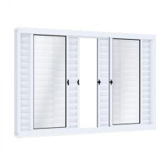 Imagem de Janela de Aço Veneziana de Correr 100x150cm 6 Folhas Riobras Branco