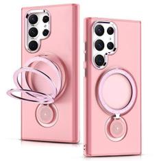 Imagem de Lokyoo Capa para Samsung Galaxy S23 Ultra de 6,8 polegadas, magnética com suporte, [compatível com Magsafe] Grau MIL, camada dupla à prova de choque com parte traseira rígida fosca, proteção total