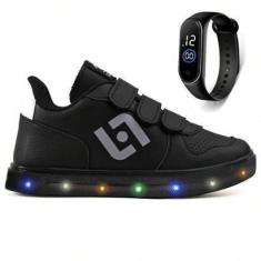 Imagem de Tenis Infantil De Led Casual Escolar Sapatenis Homem Street Calce Facil + Relogio-Masculino