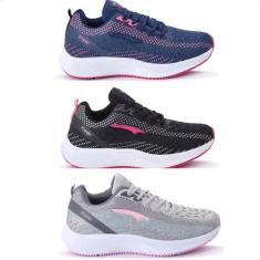 Imagem de Kit 3 Tênis Feminino Esportvo Academia UltraFit Original RDW, Preto, M