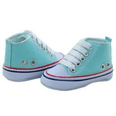 Imagem de Tênis Masculino com Ilhós e Atacador - Brim e Sintético - Verde Água/B