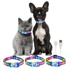 Imagem de YUSHANG Coleiras iluminadas para cães, coleira de LED recarregável à prova d'água, coleira brilhante com fivela de plástico LED para gatos e cães pequenos - PP (tamanho pode ser cortado)