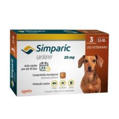 Imagem de Antipulgas Simparic 20 mg para cães 5,1 a 10 kg - Zoetis - 3 unidades 