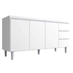 Imagem de Balcão Para Cozinha 150cm Andréia 3 Portas 3 Gavetas Sem Tampo Cor Branco - Ajl