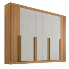 Imagem de Guarda Roupa 8 Portas e 8 Gavetas Ripado Mdf Cinamomo e Off white