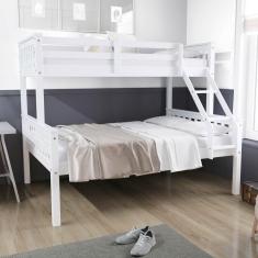 Imagem de Beliche com Cama Casal Premium Madeira Maciça Branco Megamobilia