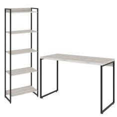 Imagem de Kit Escritório Estante 5 Prateleiras Com Mesa 120Cm Snow