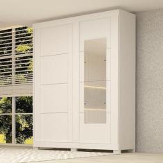 Imagem de Guarda Roupa Casal 2 Portas de Correr com Espelhos 100% Mdf Boldina Espresso Móveis Branco