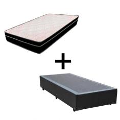 Imagem de Cama Box Solteiro 88 Tecido Preto Com Colchão Paris Bello Box Molas Preto 56x88x188