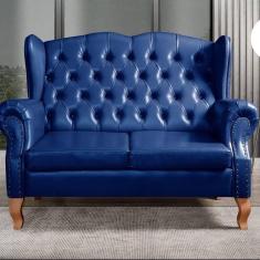Imagem de Sofá Imperador Namoradeira Chesterfield Retrô Colonial Azul