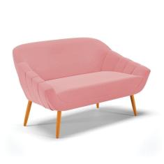 Imagem de Namoradeira 02 Lugares Giovana Suede Pés Palito Castanho - D`rossi Rose