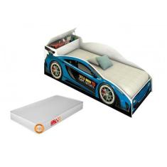 Imagem de Cama Carro Infantil Branco Com Baú E Colchão Menino Menina Caminha Res