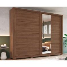 Imagem de Guarda Roupa Casal 2 Portas De Correr E 4 Gavetas c- Espelho E Pés Palace Castanho