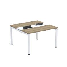 Imagem de Mesa Plataforma Dupla com Pé de Aço para Coworking 120x120 Pdc12/12/2p Noce Naturalle/Branco