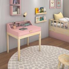 Imagem de Escrivaninha Infantil Teen 80cm Com Gaveta Estilo Retro MDF Com Madeir