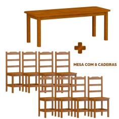 Imagem de Mesa retangular de madeira com 8 cadeiras - Plácida Shop JM